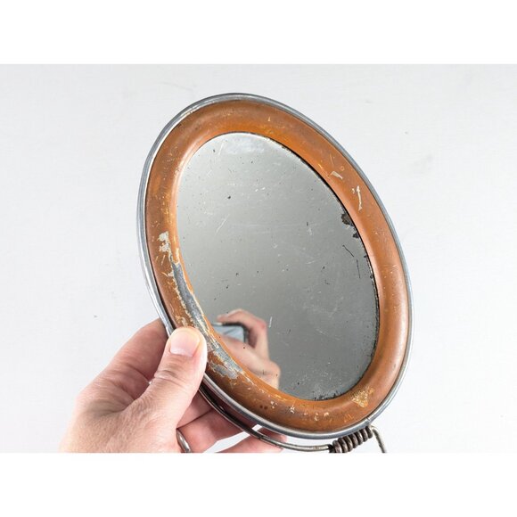 Vintage metal folding shaving mirror, mens travel shaving kit - Picture 7 of 15